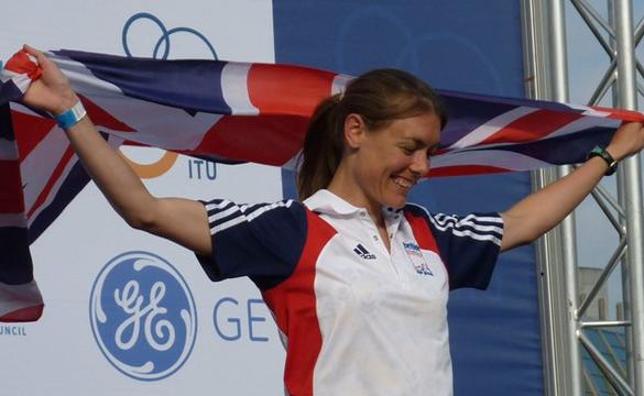 National Grid's World Duathlon Champion Danielle Stewart on the podium