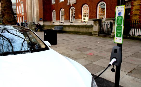 Electric car using a car charging point