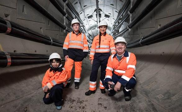 National Grid employees and school child in London Power Tunnels