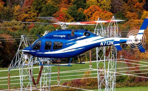 National Grid helicopter in the US inspecting power lines