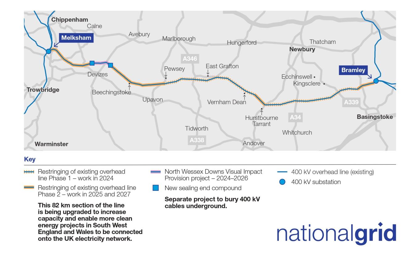Bramley to Melksham project map 