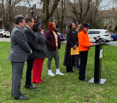 Community meeting in park setting