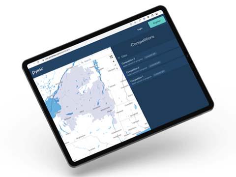 Tablet screen showing digital map