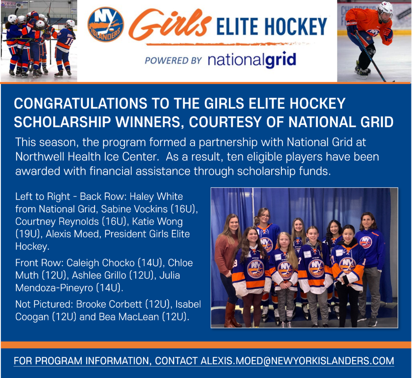 Girls Elite Hockey Scholarship winners