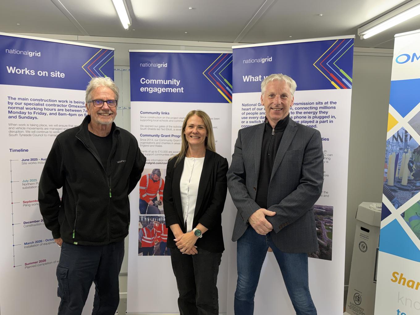 Lead Project Manager Steve Reynolds with Jill Charlton and Steve Camm from South Shields Football Club Foundation
