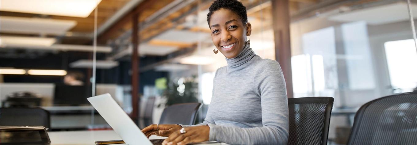 Women working on her laptop