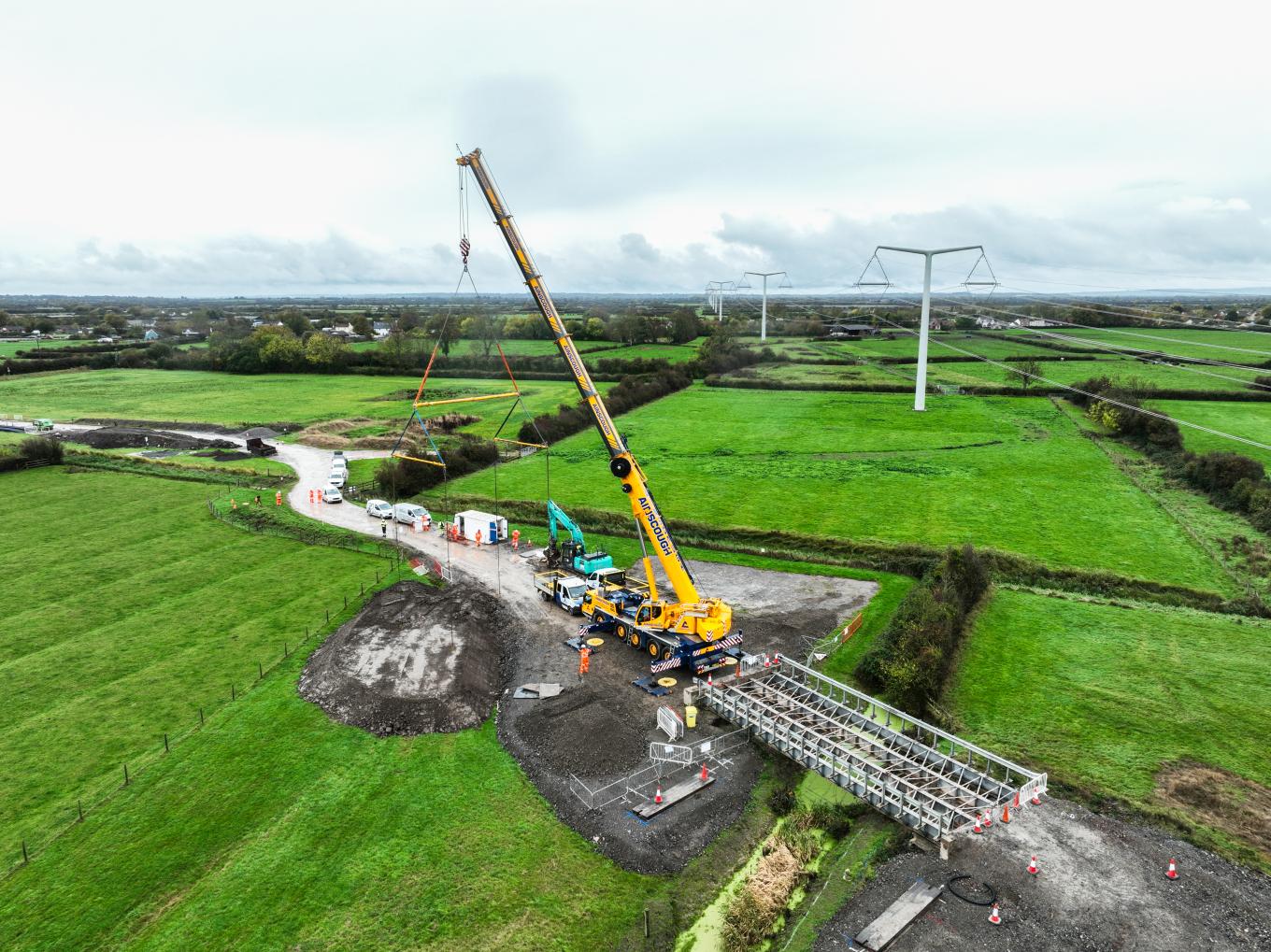 Aerial view of the Tarnock bridge lift operation