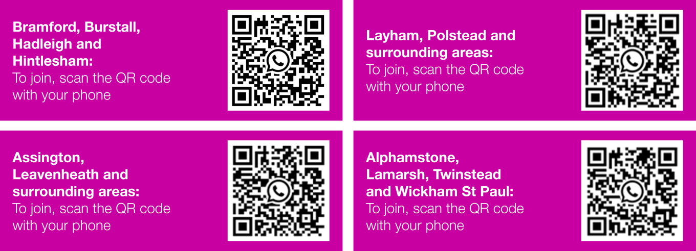QR codes for Bramford to Twinstead WhatsApp channels