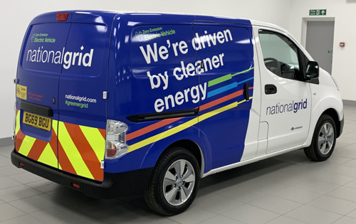 New National Grid ENV-200 electric van - rear quarter view