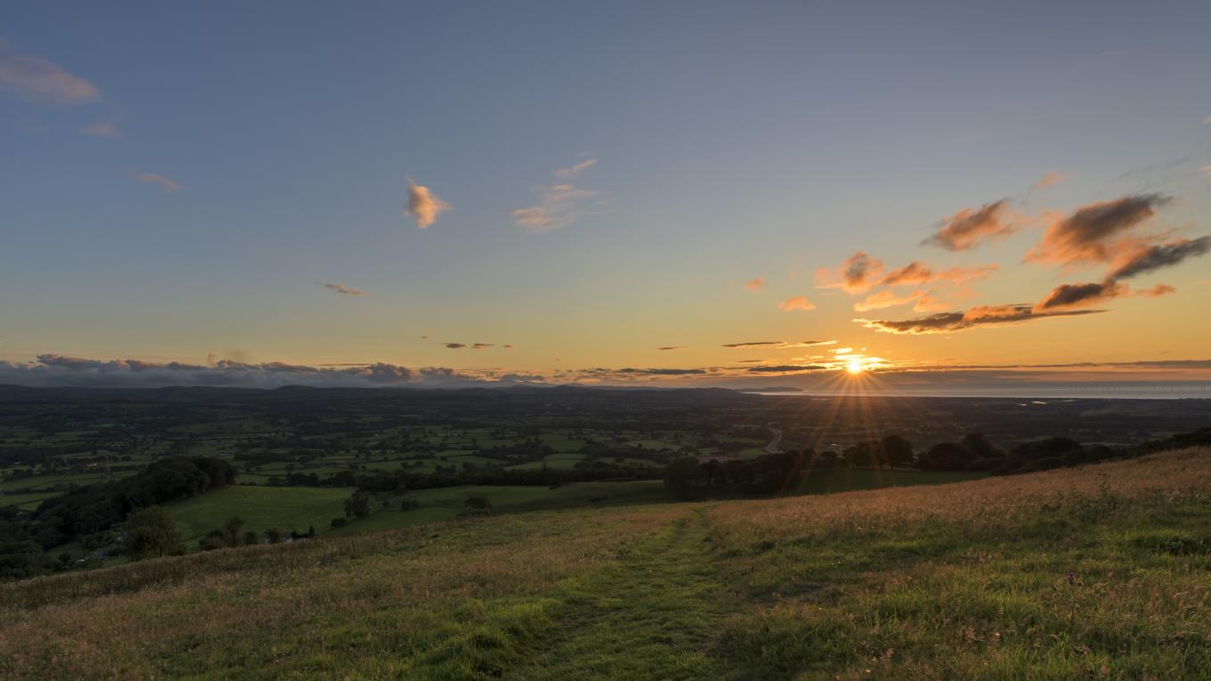 NG LEI Clwydian Range & Dee Valley Sunrise on the landscape across the Clwydian Range & Dee Valley AONB