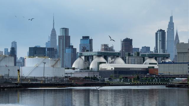 The Newtown Creek Renewable Energy Project plant in New York seen from across the river