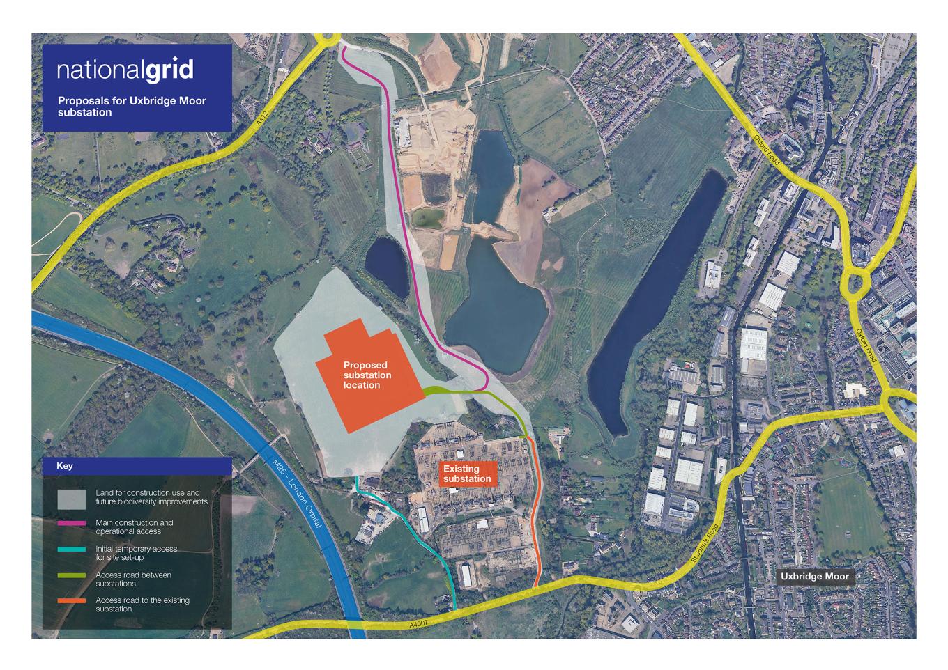 Uxbridge Moor proposed substation location Uxbridge Moor proposed substation location
