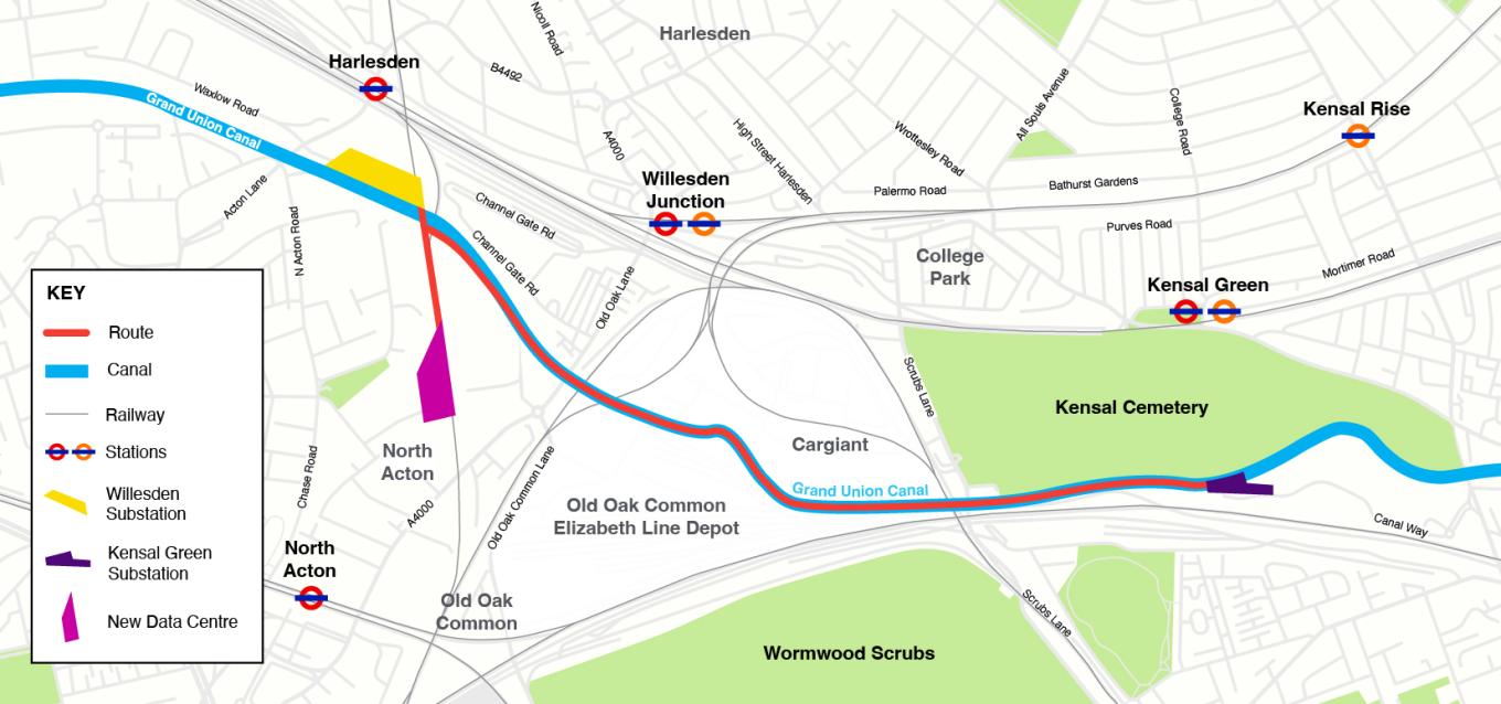 Willesden Kensal Green Map.jpg Map of Willesden to Kensal Green substation connection route