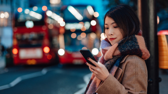 woman on phone in London 