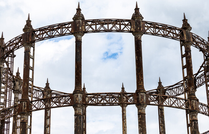 View of the whole of the top section of the Great Yarmouth Gas Holder