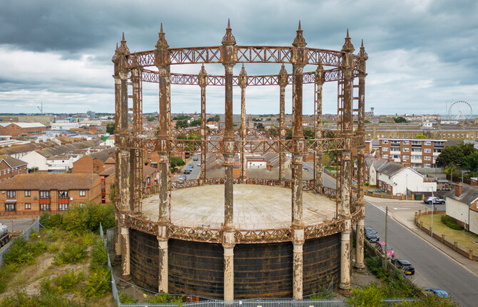 Aerial view of Great Yarmouth Gas Holder