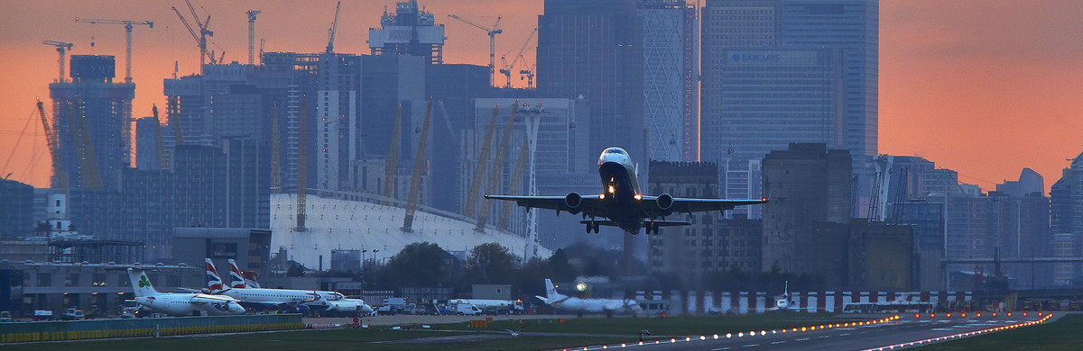 Plane taking off in London