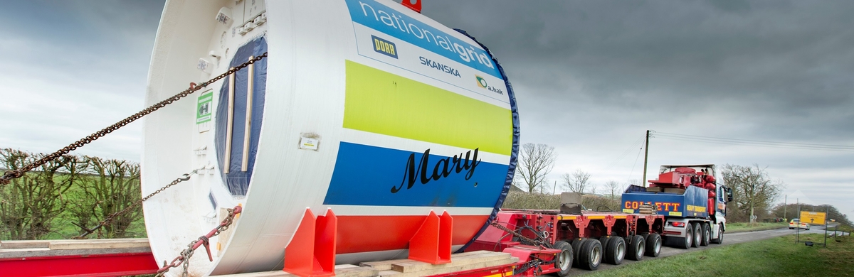 Boring machine 'Mary' on a truck