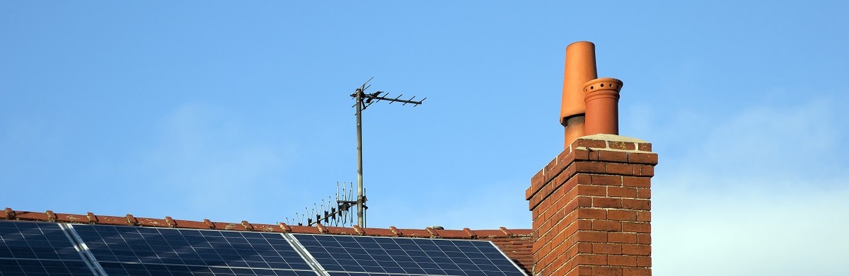 Solar panel on roof of house