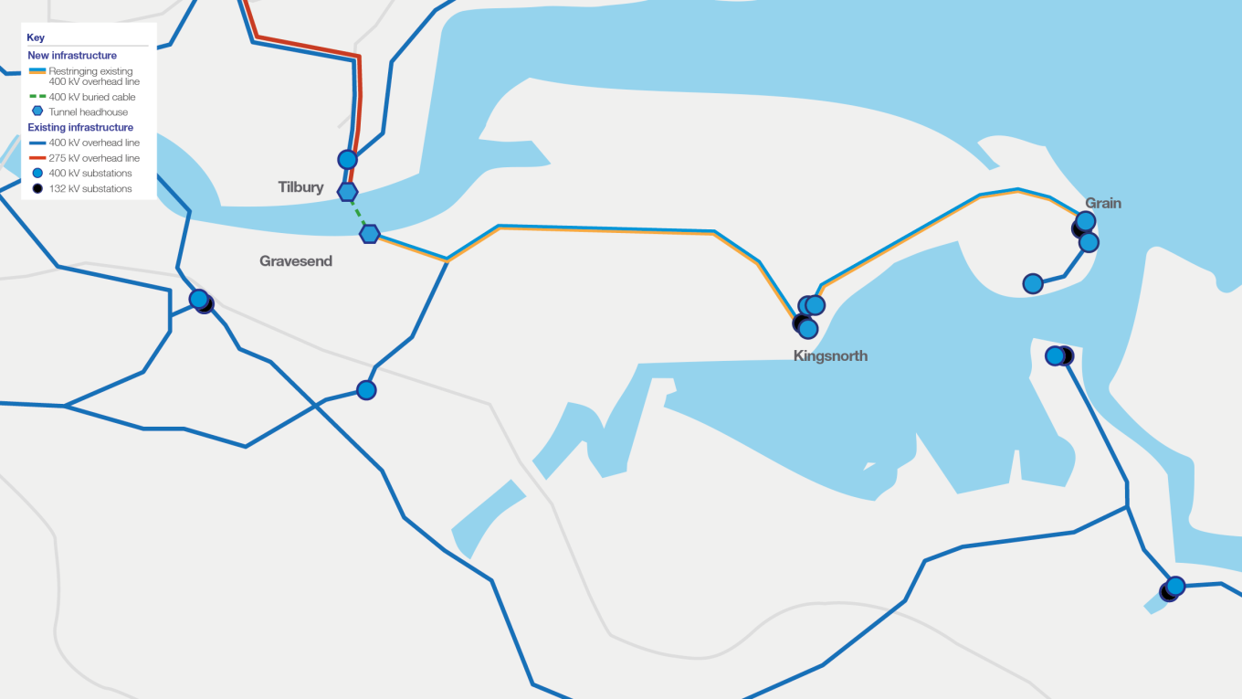 Grain to Tilbury map