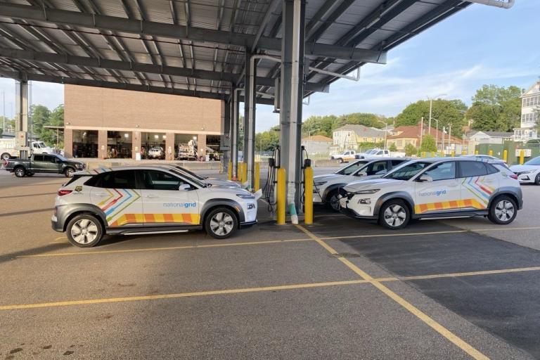 National Grid EVs in Parking Lot
