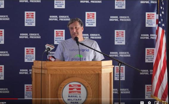 Speaker at Naval & Military Park Podium