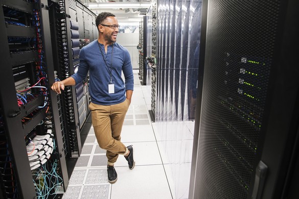 Man stood in server room