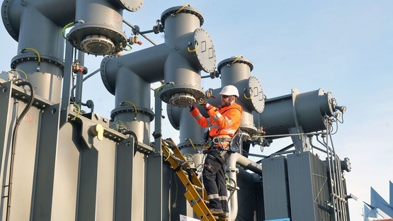 Man working on power station