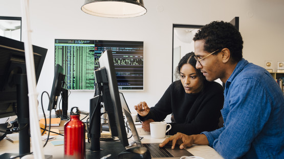 People working at a desk