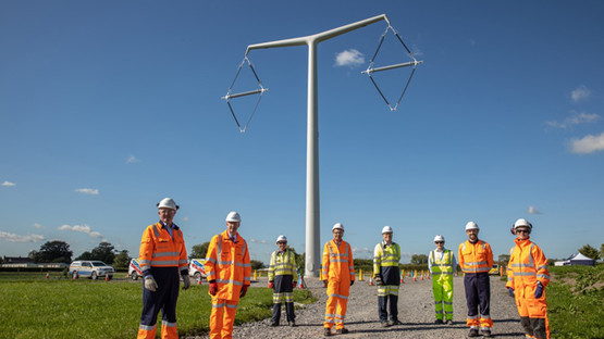 First T-Pylon at National Grid's Hinkley Connection project in Somerset