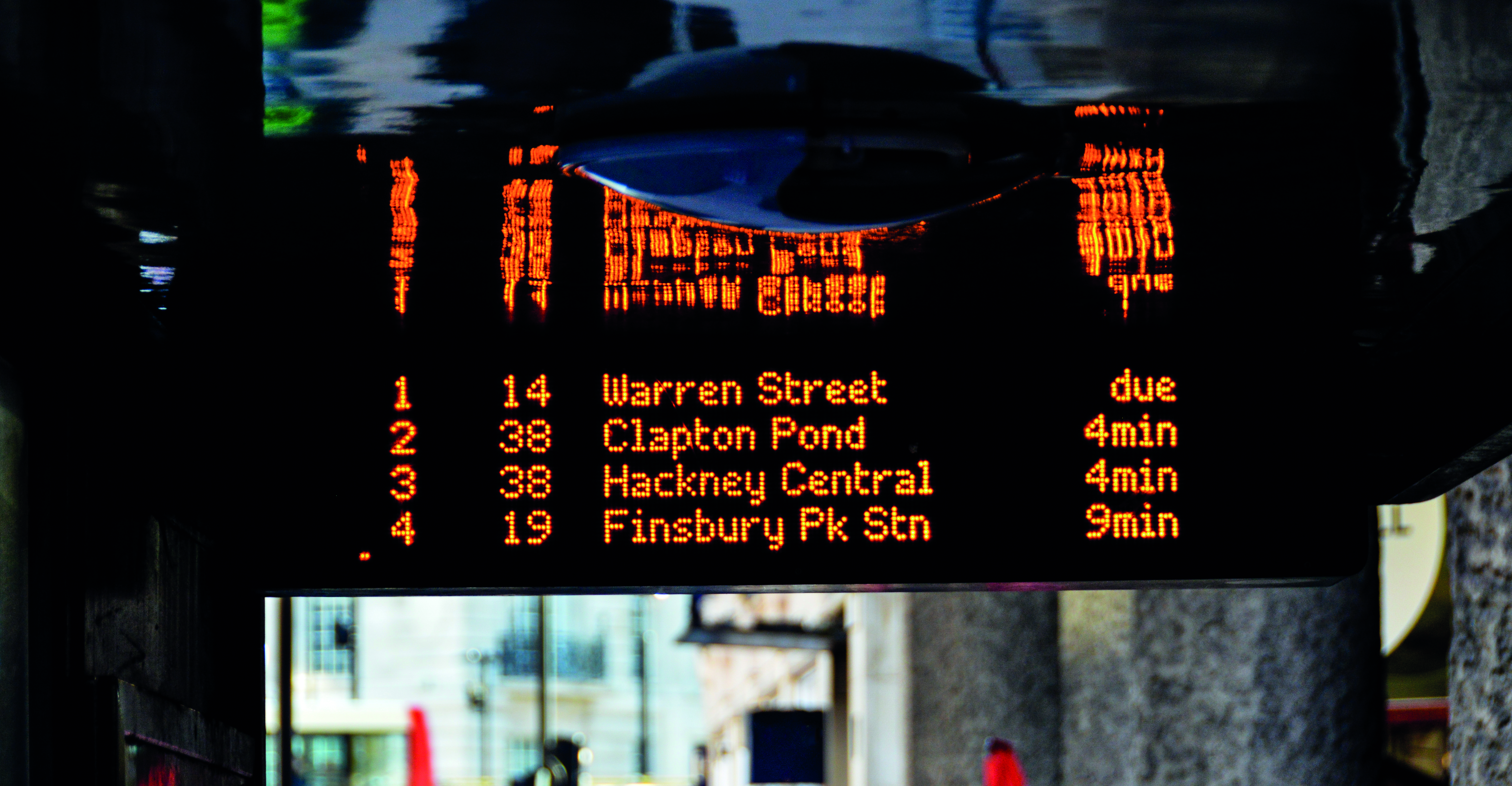 London bus stop countdown