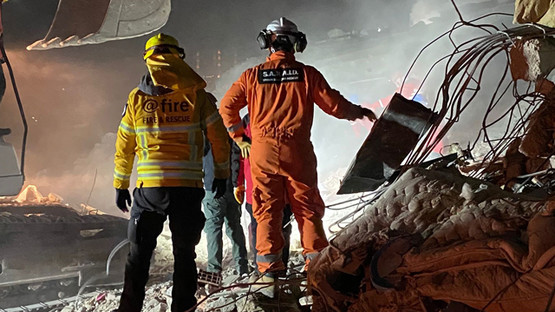 Rescue workers after the earthquake in Turkey February 2022
